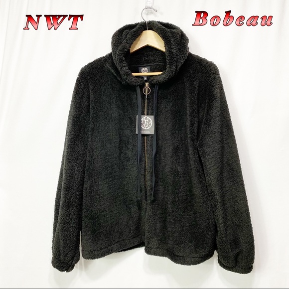 bobeau Jackets & Blazers - NWT-Bobeau-Black Zipper Teddy Bear Jacket -L